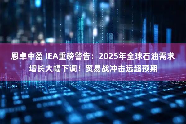 恩卓中盈 IEA重磅警告：2025年全球石油需求增长大幅下调！贸易战冲击远超预期