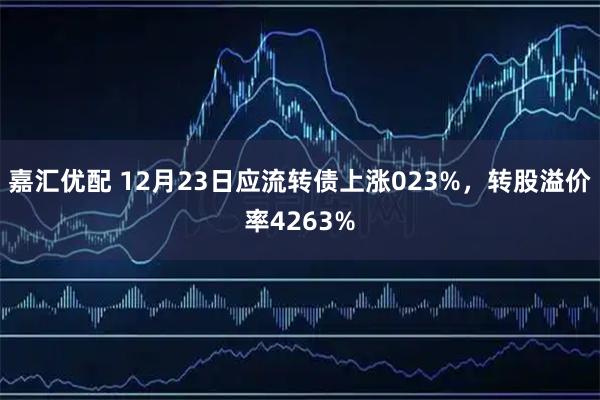 嘉汇优配 12月23日应流转债上涨023%，转股溢价率4263%